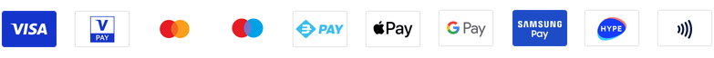 I nostri partner: Visa, Samsung Pay, Google Pay, Apple Pay, Maestro, Mastercard